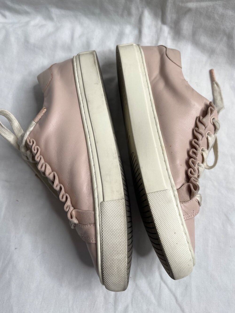 Tory Burch Sport Pink Leather Low-Top Ruffle Life Style Sneakers Womens Size 7.5 - Picture 7 of 8